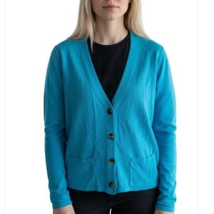 J. Jill Linen Cardigan Women's Size Small Aqua Blue Lightweight Preppy New NWT
